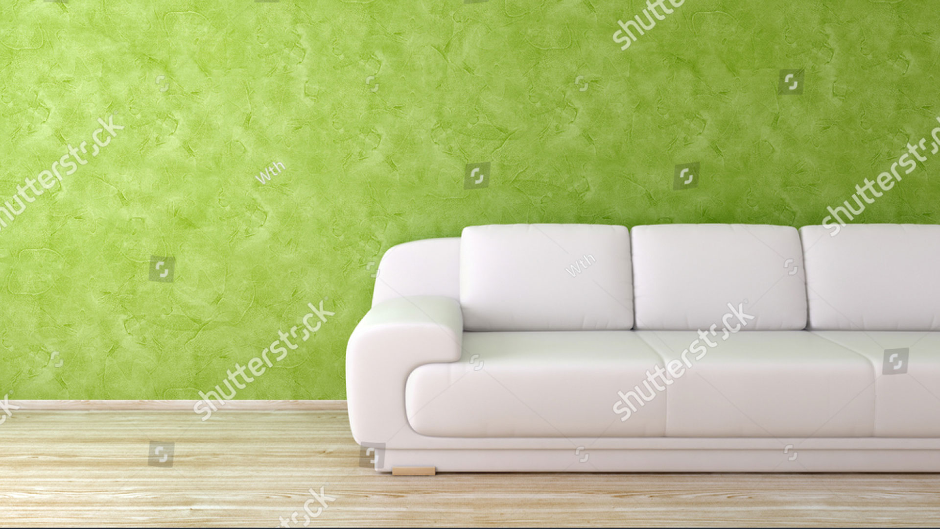 stock-photo-modern-interior-with-green-wall-and-white-leather-sofa-74565889